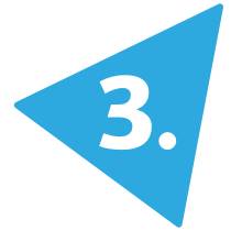 The number 3 in a cyan blue triangle