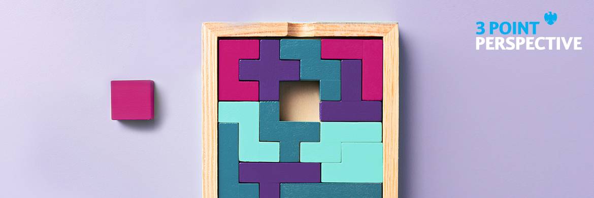 Colorful wooden puzzle with one piece removed