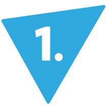 The number one in a cyan blue triangle