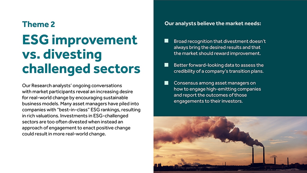 ESG vs. divesting challenged sectors